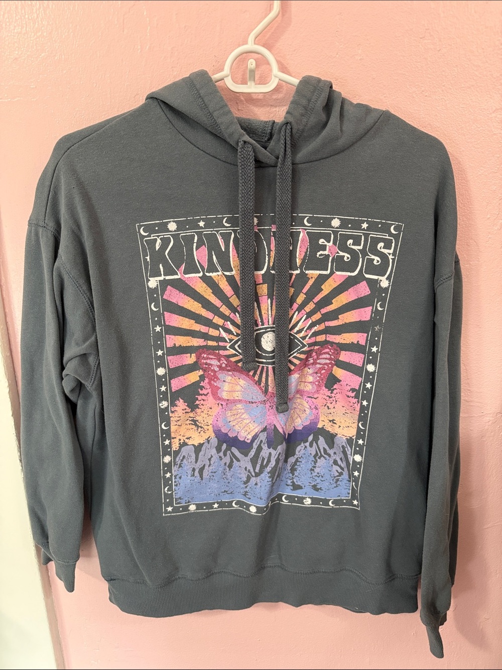 Arizona Jean Company Charcoal Hoodie with Colorful Butterfly Graphic